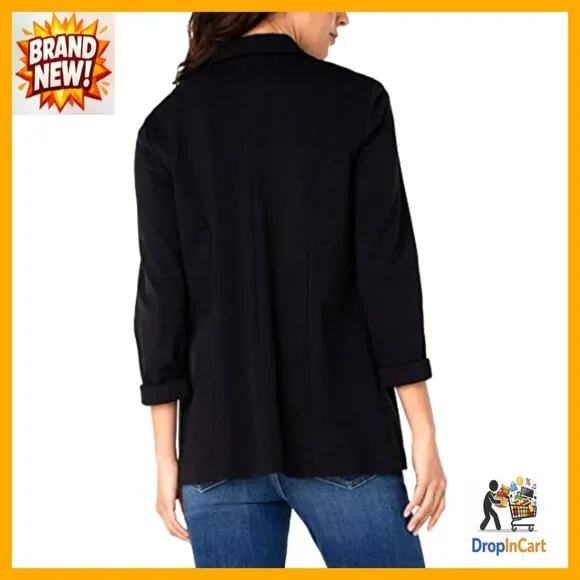 Classic Boyfriend Blazer Petite Fit Princess Darts Stretch Ponte Chic Versatile